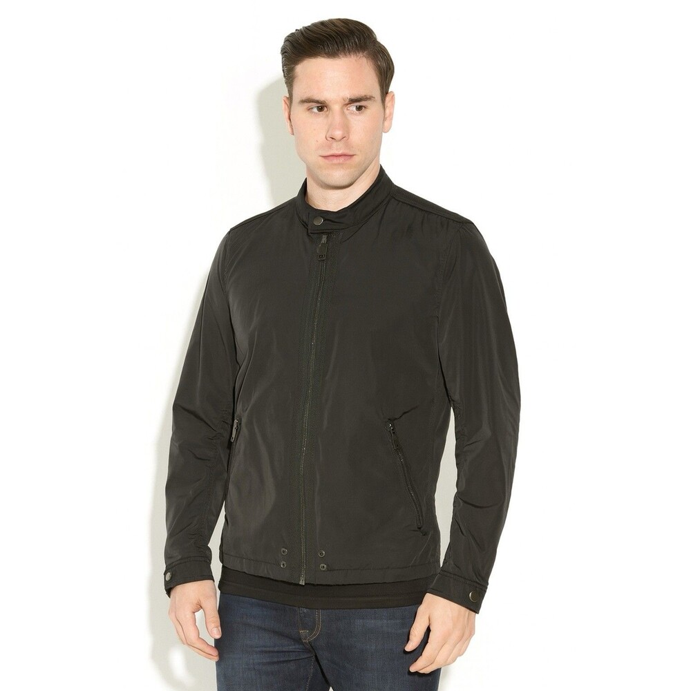 Diesel Black Nylon Moto Bomber Jacket Men’s L Full Zip Techwear Streetwear Soft